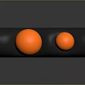 Two Orange Fitness Exercise Balls On Black Support Roller Sports Equipment