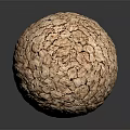 Cracked Textured Spherical Object with Brown Rough Surface on Dark Background with Reflection 3d model