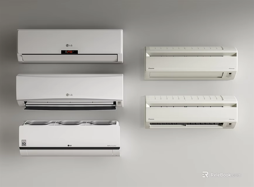 Modern White Air Conditioner Fans With Wall Mounted Design And Various Models 3d model