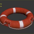 Child Swimming Safety Red Lifebuoy With White Stripes And Rope