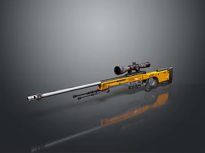 High Precision Yellow Sniper Rifle With Long Barrel Scope And Tactical Design 3d model High Precision Yellow Sniper Rifle With Long Barrel Scope And Tactical Design 3d model