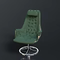 Green Modern Accent Chair With Tufted Design And Velvet Upholstery And Circular Metal Base