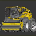 Yellow Agricultural Harvester Machine With Large Tires And Cutting Device