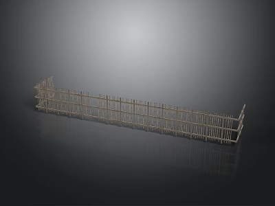 White Modern Fence Structure With Rails And Posts For Outdoor Garden 3d model