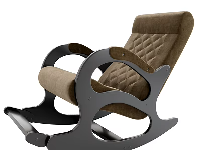 Modern Brown Rocking Chair With Diamond Stitching Curved Armrests And Dark Frame 3d model