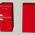 Two Red GALANZ Refrigerator Freezers In Classic Design For Home Kitchen