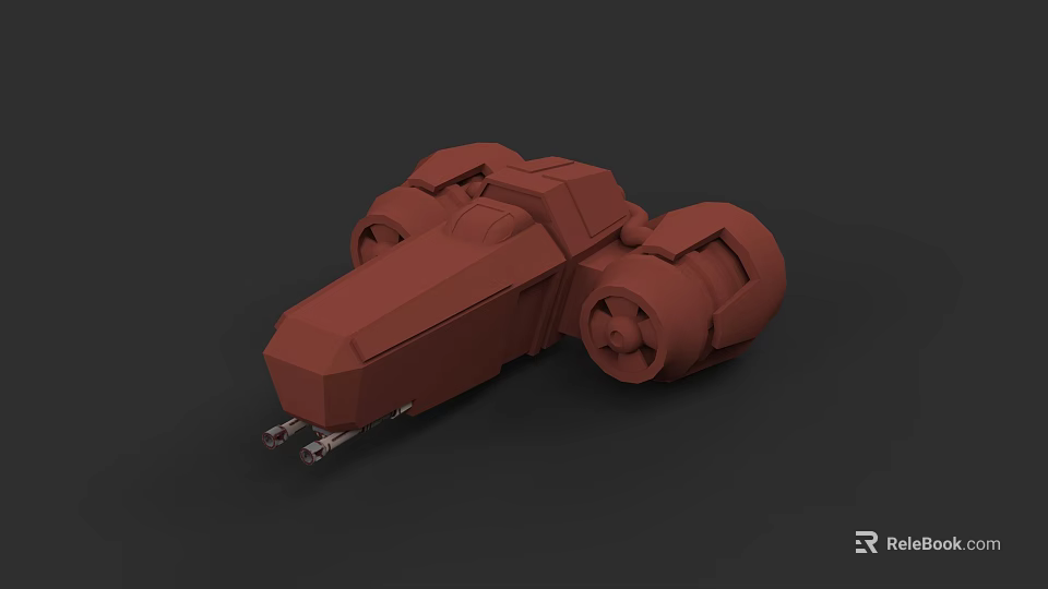 Red Blocky 3D Model Car With Large Wheels And Futuristic Design 3d model 