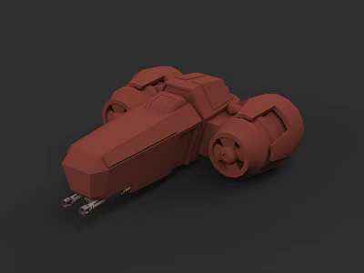Red Blocky 3D Model Car With Large Wheels And Futuristic Design 3d model