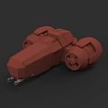 Red Blocky 3D Model Car With Large Wheels And Futuristic Design