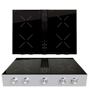 Range hood integrated stove 3d model