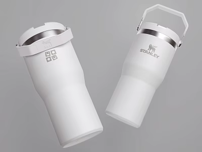 Stanley White Insulated Tumblers With Carry Handle And Brand Logo Design 3d model