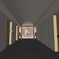 Elegant Hotel Corridor With Traditional Chinese Arched Ceiling Ambient Lighting And Decorative Painting