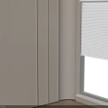Light Colored Vertical Striped Paneled Interior Wall With Window And Blinds 3d model