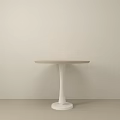 Modern Minimalist Dining Table With Light Colored Top And White Pedestal Base 3d model