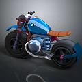 Sleek Blue Custom Motorcycle Featuring Brown Leather Seat Unique Engine And Alloy Wheels 3d model