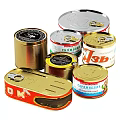 Various Canned Food Products From Different Brands In Metal Containers