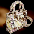 Elegant Floral Pattern Handbag Featuring Top Handle Shoulder Strap And Metal Decorations