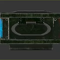 Green Military Style Transport Box With Labels And Blue Light Features