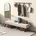 Modern Shoe Changing Stool Modern Shoe Changing Stool Hook Mirror 3d model