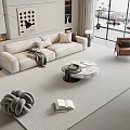 Sofa Coffee Table Combination Multi-person Sofa Leisure Sofa Floor Lamp Jewelry Combination 3d model