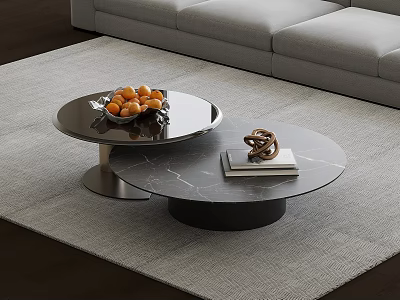 Modern Marble Top Coffee Tables With Fruit Tray Book And Decorative Object 3d model