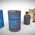 Industrial LOFT Industrial Barrel Combination Oil Barrel Iron Barrel Chemical Storage Tank 3d model