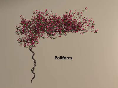 Lush Twisted Vine With Pink Flowers Decorative Plant On Light Background 3d model