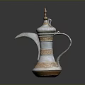 Ornate Teapot Sculpture With Intricate Carved Patterns White And Gold Decorative Design Traditional Artisan Craftsmanship