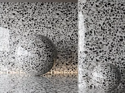 Terrazzo Floor Tiles And Decorative Spheres In Modern Space 3d model