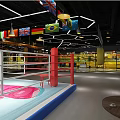 Modern Boxing Gym Interior With National Flags And Ring For Fitness Training