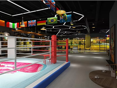 modern boxing gymnasium taekwondo gymnasium 3d model