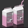 Pink And White Commercial Beverage Vending Machine With Straw And Push Button 3d model