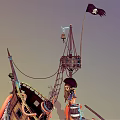 Pirate Themed Playground Equipment With Wooden Ship Octopus Tentacles And Pirate Figure