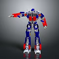 Detailed Robot Character Design Featuring Blue Red Silver Mechanical Parts And Standing Pose