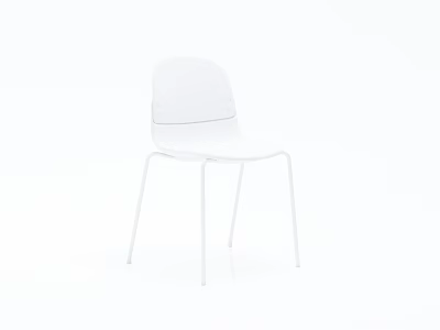 White Single Chair Modern Minimalist Design With Sleek Metal Legs And Contemporary Style 3d model