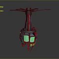 Industrial Tech Equipment With Four Rotors Green Glowing Components And Number 057