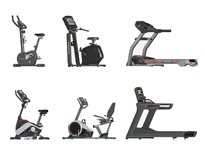 Fitness Equipment Collection With Treadmills Stationary Bikes And Elliptical Trainers For Home Gym 3d model