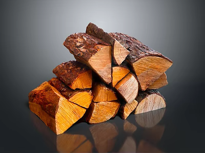 Household Items Stacked Dry Firewood Logs Featuring Natural Wood Texture for Home Use 3d model