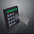 Purple Calculator With Green Display Screen Numeric Keypad And White Card