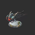 Mechanical Creature with Red Eyes and Multiple Limbs Base Featuring Small Green Creature and ELDER