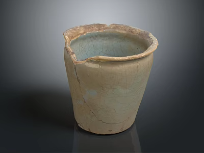 Crackled Terracotta Plant Pot With Rustic Design For Indoor And Outdoor Greenery 3d model