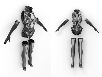 Futuristic Mechanical Clothing Design With Geometric Top Gloves And Boots 3d model