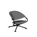Modern Minimalist Leisure Chair With Light Gray Fabric And Black Metal Five Star Base