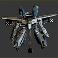 Game Movie Character Mechanical Robot Design With Blue And White Armor Detailed Weapons Structure