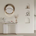 Modern Entryway Interior With Circular Marble Mirror Arched Niches And Console Table 3d model