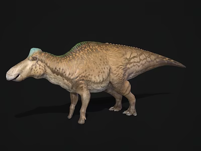 Realistic 3D Dinosaur Model With Blue Crest Head And Brown Textured Body 3d model