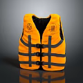 High Visibility Yellow Life Jacket With Black Straps And Safety Features 3d model