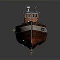 Vintage Brown And White Tugboat Model With Cockpit Deck And ASSO Number