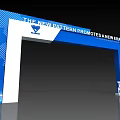 Blue And White Branded Archway With New Pattern Promoting New Era