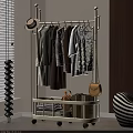 Modern Clothes Rack with Hanging Shirts Coats and Handbag and Storage Basket for Organized Space